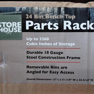 LOT 104  NEW PARTS RACK W/24 REMOVABLE BINS