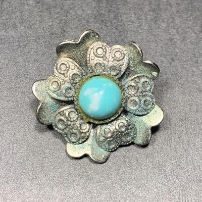 Southwestern Turquoise Brooch