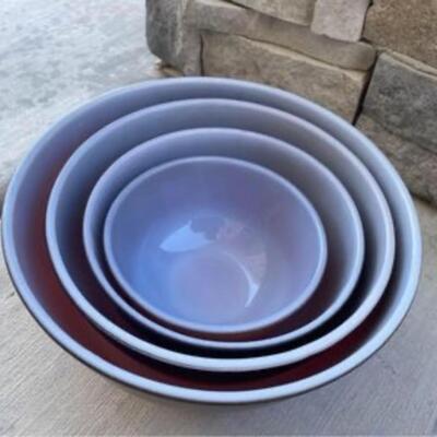 Vintage Fire King (Anchor Hocking) Dark red ombrÃ© nesting bowl set of 4