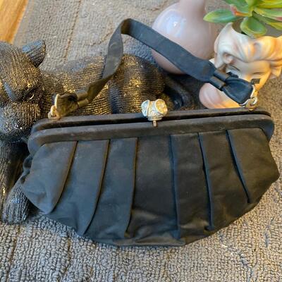 Vintage Paris satin black handbag
