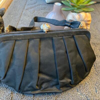Vintage Paris satin black handbag