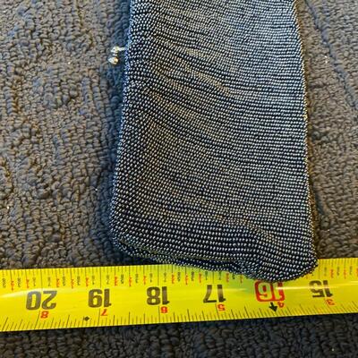 Vintage charcoal gray fine beaded clutch