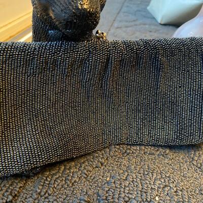 Vintage charcoal gray fine beaded clutch