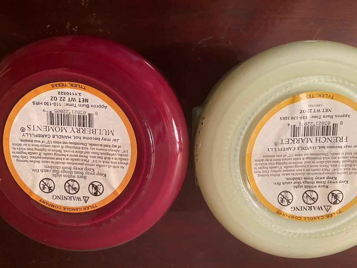 Lot of two Tyler candles, NEW