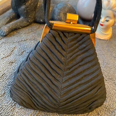 Vintage JR black ruched handbag and coin wallet
