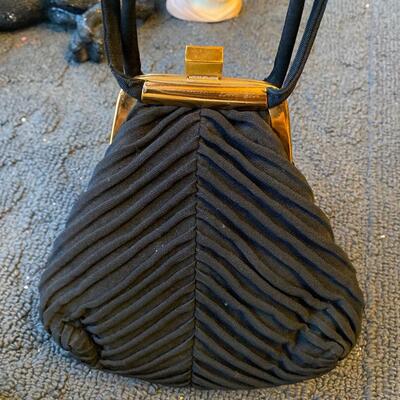 Vintage JR black ruched handbag and coin wallet