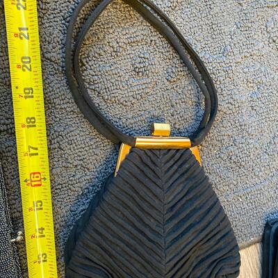 Vintage JR black ruched handbag and coin wallet