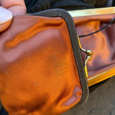 Vintage JR black ruched handbag and coin wallet