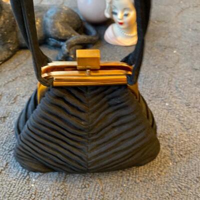 Vintage JR black ruched handbag and coin wallet