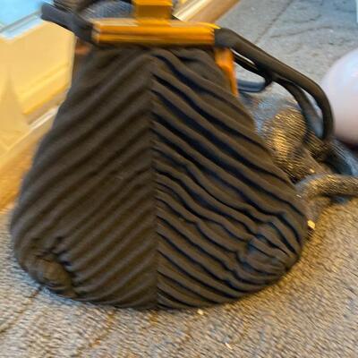 Vintage JR black ruched handbag and coin wallet