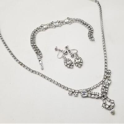 Lot #119  Vintage Rhinestone Set - Necklace, Earrings, Bracelet