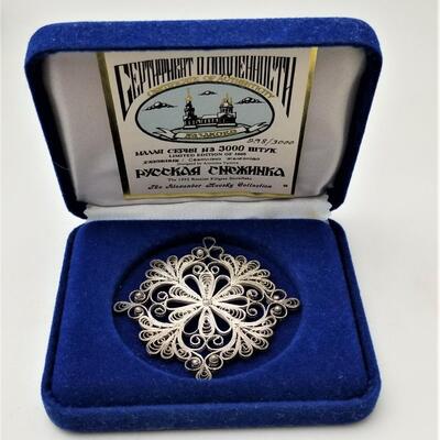 Lot #120  Russian Snowflake Ornament in original Box