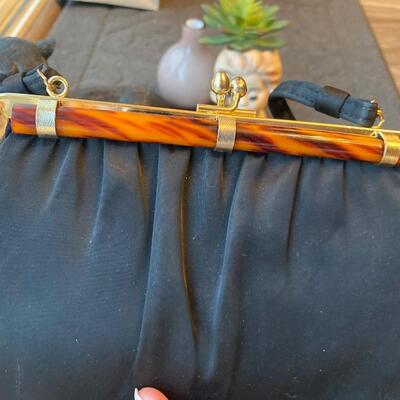 Vintage Ande black clutch with Bakelite