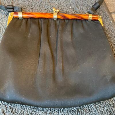 Vintage Ande black clutch with Bakelite