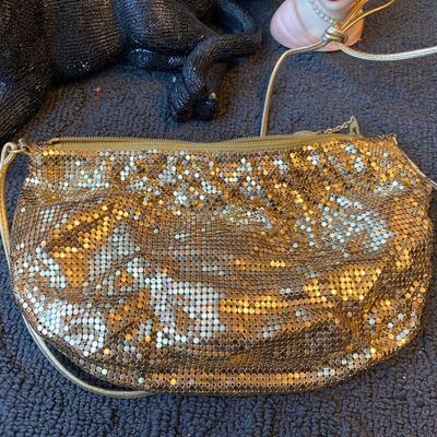 Vintage gold whiting and Davis handbag