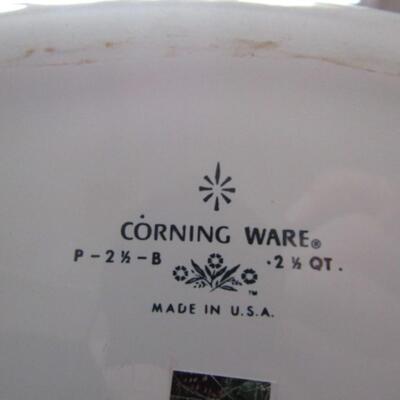 Corningware Blue Cornflower- 2 Pieces with Lids and Metal Serving Rack
