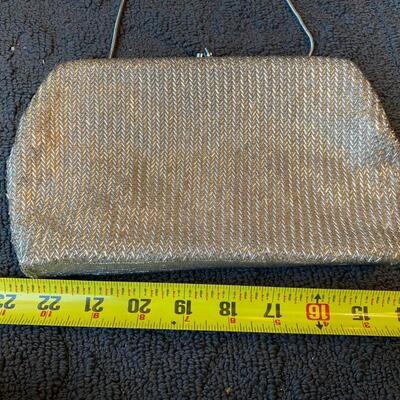 Vintage silver beaded clutch