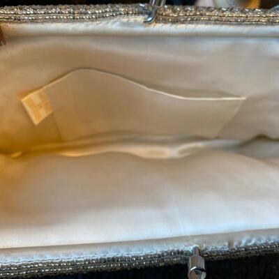 Vintage silver beaded clutch