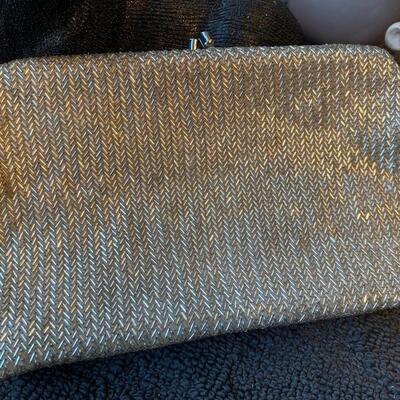 Vintage silver beaded clutch