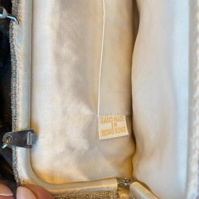 Vintage silver beaded clutch