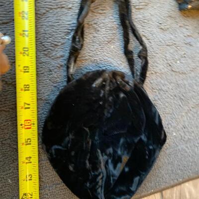 Vintage velvet round handbag