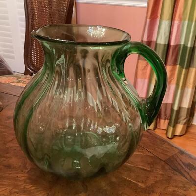 Mexican glass stemware and green pitcher