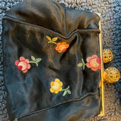 Vintage made in France embroidered handbag