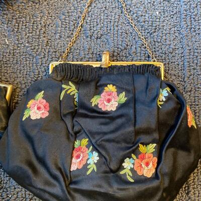 Vintage made in France embroidered handbag
