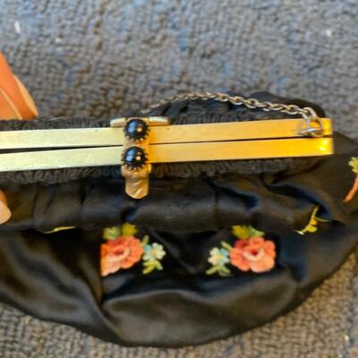 Vintage made in France embroidered handbag