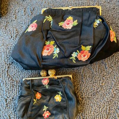 Vintage made in France embroidered handbag