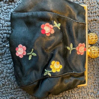 Vintage made in France embroidered handbag