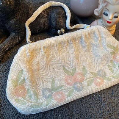 Vintage beaded handbag with rose details