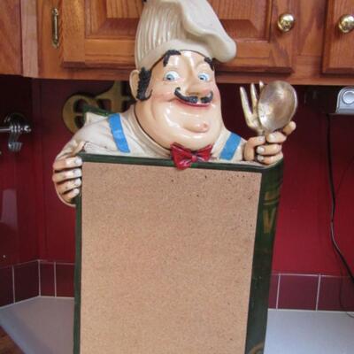 Happy Chef 3-D Wall Hanging with Cork Board