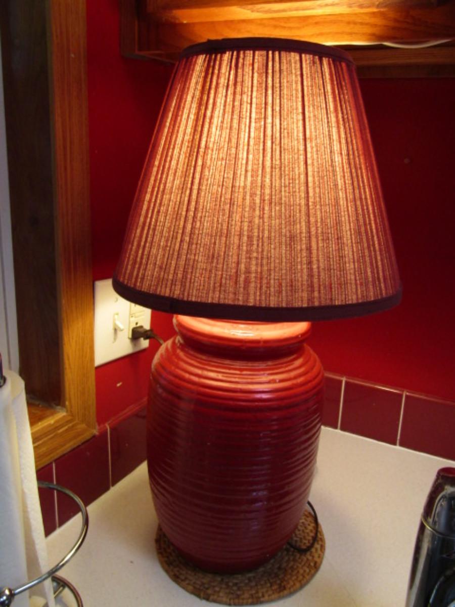 Glazed Ceramic Table Top Lamp with Shade