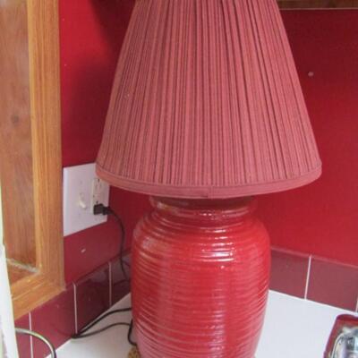 Glazed Ceramic Table Top Lamp with Shade