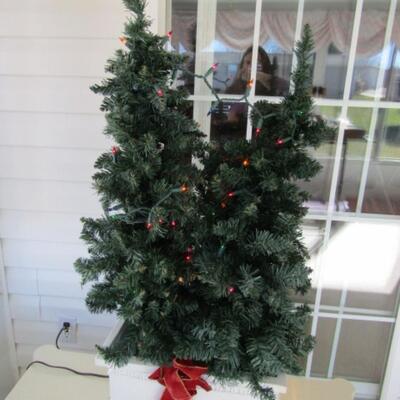 Holiday Decor- Lighted Artificial Trees in Heavy Planter