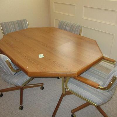 1980's Oak Veneer Game Table & Chairs