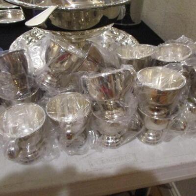 Silverplated Punch Bowl & Cups