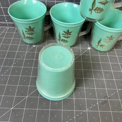5 Melamine Like Turquoise Cups