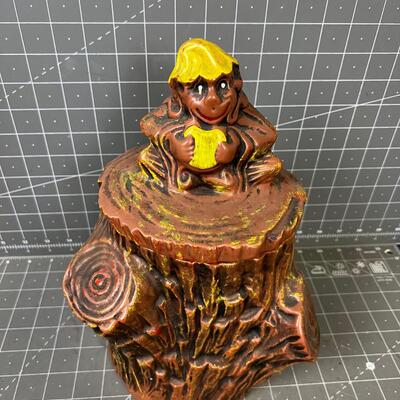McCoy Monkey on a Tree Stump,  Cookie Jar 