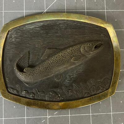 Brass Wall Plaque of a Brook Trout 
