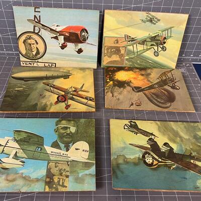 Antique 6 Planes Decoupaged on Board 