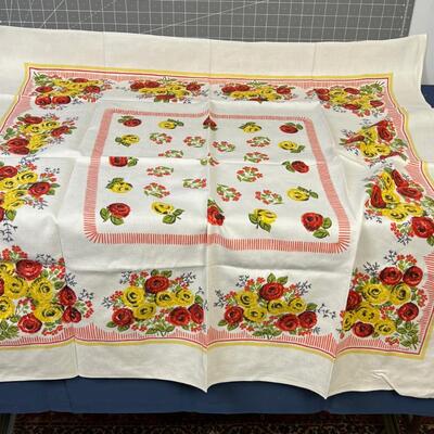 Square Linen Tea or Bridge Table Cloth
