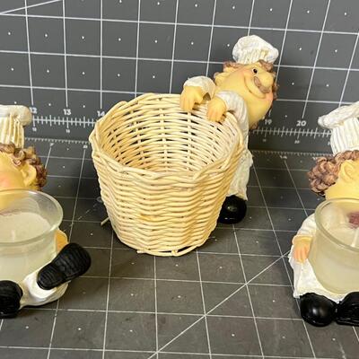 Little Chef Figurines Votive Candles (2 Plus Holder)  