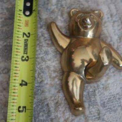Vintage solid brass bear wall hanging