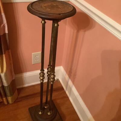 Brass & wood plant stand