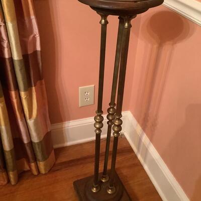 Brass & wood plant stand