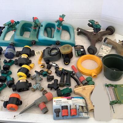 907 Large LOT of Garden/Yard Sprinklers, mechanical and digital timers, pruning shears, etc...