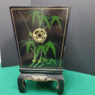 Asian Black Lacquer Box/Planter/Trash Can