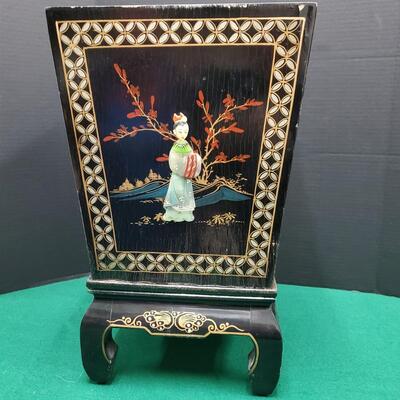 Asian Black Lacquer Box/Planter/Trash Can